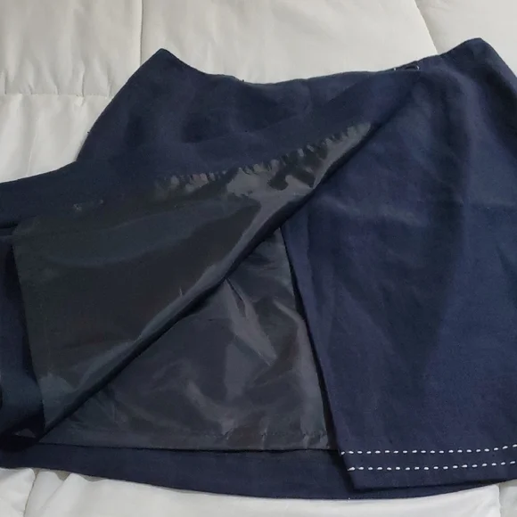 Vtg Brooks Brothers Blue A-Line  100% Linen Mini Skirt Casual - Picture 3 of 8